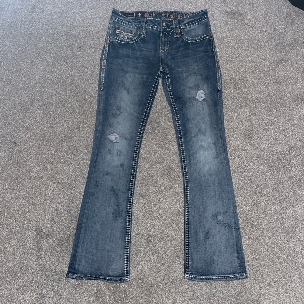 Rock Revival Blue Boot Cut Jeans with Classic Style